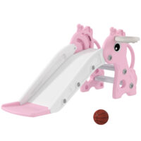 Kinderrutsche 3-in-1 mit Basketballkorb und Ball rosa