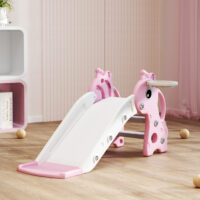 Kinderrutsche 3-in-1 mit Basketballkorb und Ball rosa