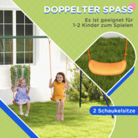 Graue, stabile 2er-Kinderschaukel aus Stahl für den Garten, ideal für Geschwister oder Freunde. Sie bietet sicheren Schaukelspass im Freien.
