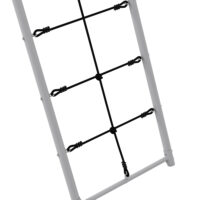 Grünes 2-in-1 Kinderschaukel-Set aus stabilem Stahl mit integriertem Kletternetz. Es fördert Bewegung und Abenteuer im Garten.