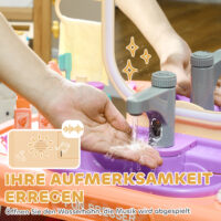 Violetter Kinderschminktisch mit integrierter LED-Beleuchtung und Musikfunktion, ideal für Kinder von 3-6 Jahren. Ein Traum für kleine Prinzessinnen und Stylisten.