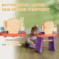 Violetter Kinderschminktisch mit integrierter LED-Beleuchtung und Musikfunktion, ideal für Kinder von 3-6 Jahren. Ein Traum für kleine Prinzessinnen und Stylisten.