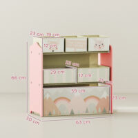 Kinderschrank mit 6 Stoffboxen und niedlichem Motiv rosa