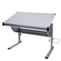 Höhenverstellbarer Kinderschreibtisch grau neigbar für Schüler
