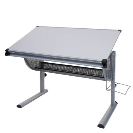 Höhenverstellbarer Kinderschreibtisch grau neigbar für Schüler