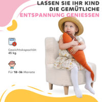 Kindersessel bequem mit Bärenohren aus Plüsch Fleece beige
