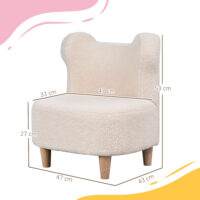 Kindersessel bequem mit Bärenohren aus Plüsch Fleece beige