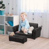 Schwarzes Kindersessel und Hocker Set, Grösse 83x42x41cm, bietet den Kleinsten einen gemütlichen und sicheren Platz zum Entspannen.