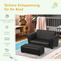 Schwarzes Kindersessel und Hocker Set, Grösse 83x42x41cm, bietet den Kleinsten einen gemütlichen und sicheren Platz zum Entspannen.