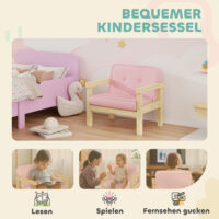 Kindersessel mit Holzfüssen aus Schaumstoff für Kinderzimmer rosa