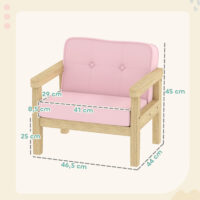 Kindersessel mit Holzfüssen aus Schaumstoff für Kinderzimmer rosa