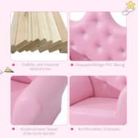 Rosa Kindersessel im Softsofa-Design mit passendem Hocker, ideal für Mädchen ab 3 Jahren. Dieser gemütliche Sessel bietet eine weiche Sitzfläche und ist perfekt zum Entspannen und Spielen im Kinderzimmer.