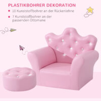 Rosa Kindersessel im Softsofa-Design mit passendem Hocker, ideal für Mädchen ab 3 Jahren. Dieser gemütliche Sessel bietet eine weiche Sitzfläche und ist perfekt zum Entspannen und Spielen im Kinderzimmer.