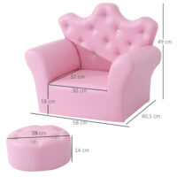 Rosa Kindersessel im Softsofa-Design mit passendem Hocker, ideal für Mädchen ab 3 Jahren. Dieser gemütliche Sessel bietet eine weiche Sitzfläche und ist perfekt zum Entspannen und Spielen im Kinderzimmer.