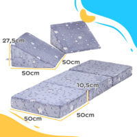 Graues 5-teiliges Kindersofa aus Schaumstoff mit flexibler Liegefunktion, ideal für vielseitigen Spielspass und Entspannung.