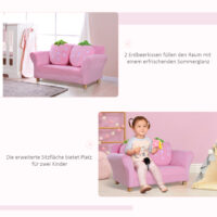 Kindersofa im Erdbeermotiv als gemütliches Sofa und Sessel für das Kinderzimmer, süsser Blickfang und bequemer Rückzugsort.