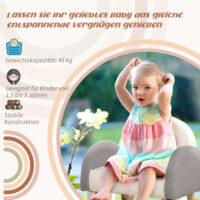 Graues Kindersofa im Lammfellimitat als Schaukelstuhl für Kinder von 3 bis 5 Jahren, gemütlich und komfortabel.