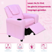 Ein rosa Kindersofa mit Schlaffunktion, Maße 62x56x69cm.