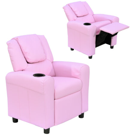 Ein rosa Kindersofa mit Schlaffunktion, Maße 62x56x69cm.