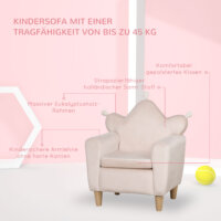 Ein hellrosa Kindersofa, das als Spielsofa für Kinder von 3 bis 7 Jahren geeignet ist.