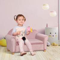 Rosa Kindersofa Zweisitzer mit integriertem Stauraum, perfekt für Kinder von 3 bis 5 Jahren zur Aufbewahrung von Spielzeug.