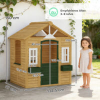 Kinderspielhaus für draussen mit Tür und Fenstern aus Holz