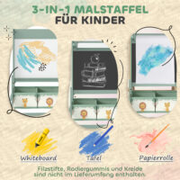 Kinderstaffelei 3 in 1 Tafel Whiteboard mit Papierrolle für Kinder