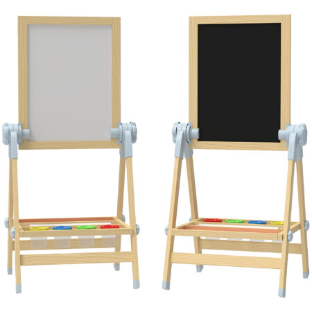 Kinderstaffelei höhenverstellbar mit Whiteboard und Tafel Holz