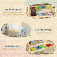 Kinderstaffelei höhenverstellbar mit Whiteboard und Tafel Holz