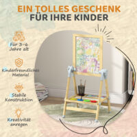 Kinderstaffelei höhenverstellbar mit Whiteboard und Tafel Holz