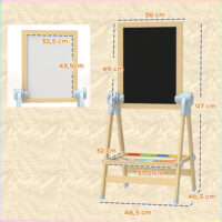 Kinderstaffelei höhenverstellbar mit Whiteboard und Tafel Holz