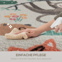 Kinderteppich Dschungel pflegeleicht für Spielzimmer cremeweiss bunt