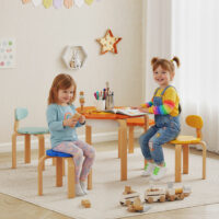 Kindertisch Stuhl Set mit Aufbewahrung für Kinder aus Holz bunt