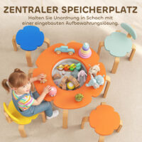 Kindertisch Stuhl Set mit Aufbewahrung für Kinder aus Holz bunt