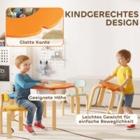 Kindertisch Stuhl Set mit Aufbewahrung für Kinder aus Holz bunt