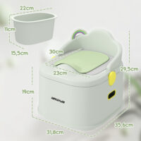 Graues Kindertöpfchen 3-in-1 Design mit praktischen Griffen und abnehmbarem Einsatz für einfache Reinigung.