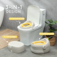 Grauer Kindertopf 3-in-1 mit Griffen und abnehmbarem Innenteil, robust und bis 50 kg belastbar für alle Entwicklungsphasen.