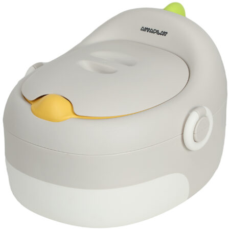 Grauer Kindertopf 3-in-1 mit Griffen und abnehmbarem Innenteil, robust und bis 50 kg belastbar für alle Entwicklungsphasen.