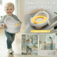 Grauer Kindertopf 3-in-1 mit Griffen und abnehmbarem Innenteil, robust und bis 50 kg belastbar für alle Entwicklungsphasen.