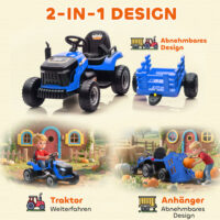 Kindertraktor elektrisch mit Fernbedienung für 3-8 Jahre blau