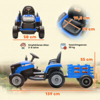 Kindertraktor elektrisch mit Fernbedienung für 3-8 Jahre blau