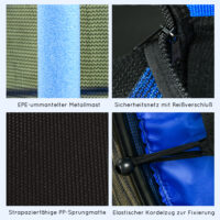 Blaues Kindertrampolin mit 163 cm Durchmesser, Sicherheitsnetz und Belastbarkeit bis 50 kg