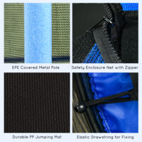 Blaues Kindertrampolin mit 163 cm Durchmesser, Sicherheitsnetz und Belastbarkeit bis 50 kg