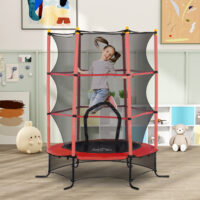 Rotes Kindertrampolin mit 163 cm Durchmesser, Sicherheitsnetz und Belastbarkeit bis 50 kg
