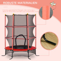 Rotes Kindertrampolin mit 163 cm Durchmesser, Sicherheitsnetz und Belastbarkeit bis 50 kg