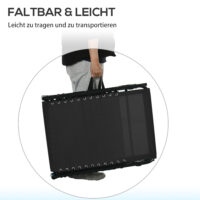 Schwarze, klappbare Sonnenliege mit 4-stufiger Verstellung.