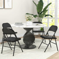 Klappstühle 4er-Set für Büro und Wartezimmer Kunstleder schwarz