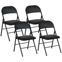Klappstühle 4er-Set für Büro und Wartezimmer Kunstleder schwarz