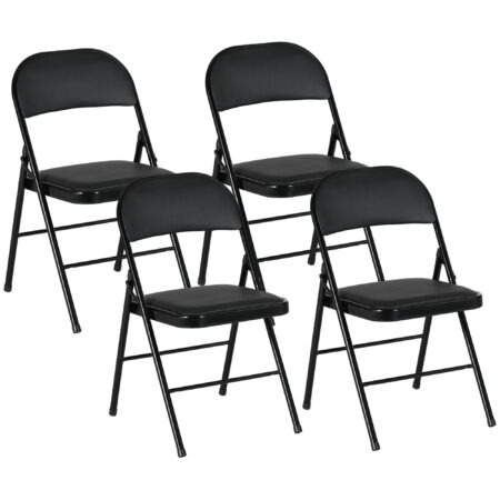 Klappstühle 4er-Set für Büro und Wartezimmer Kunstleder schwarz