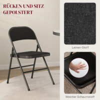 Klappstühle 4er Set für Büro und Wartezimmer Metall schwarz